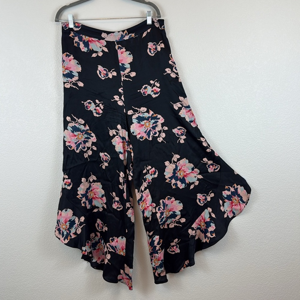 Elevenses Black Pink Tansy Ruffled Trumpet Pants‎ Size 8 - Picture 8 of 14